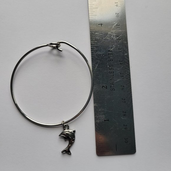 Dolphin Charm Bracelet Silver Color Bangle Style - Picture 6 of 6